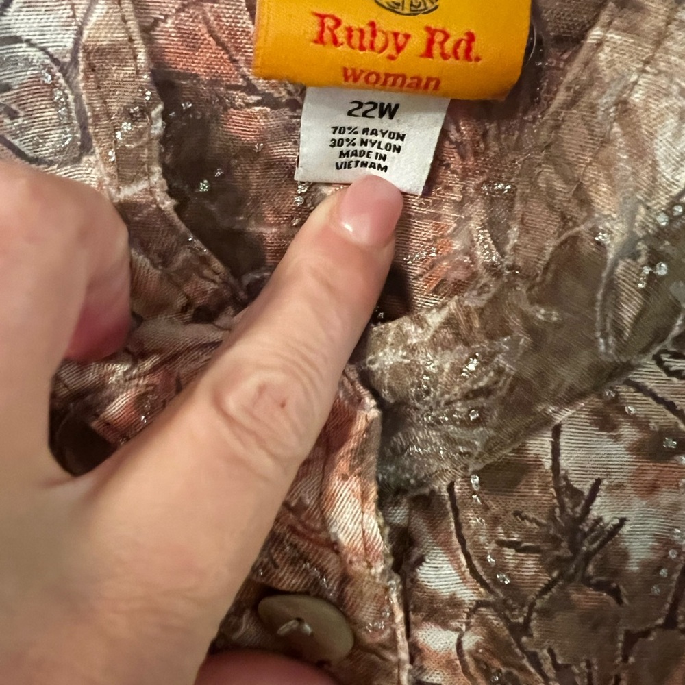 Ruby Rd. Earthy Tones Button-Up Blouse - Picture 4 of 7